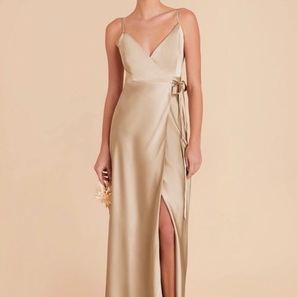 Cindy Matte Satin Dress - Gold Bridesmaids Dress - Picture 3 of 5